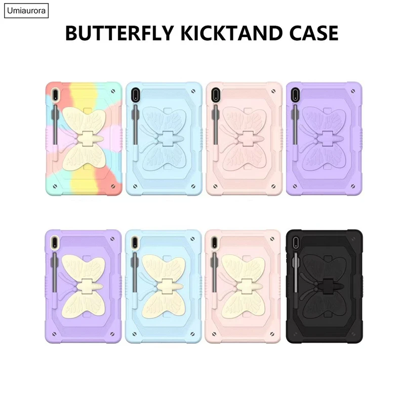 For Samsung Tab S7+ S8+ S9 FE+ S10 Plus 12.4 inch SM-X820 SM-X610 X510 X710 Stand Butterfly Tablet Case Shockproof Rugged Cover