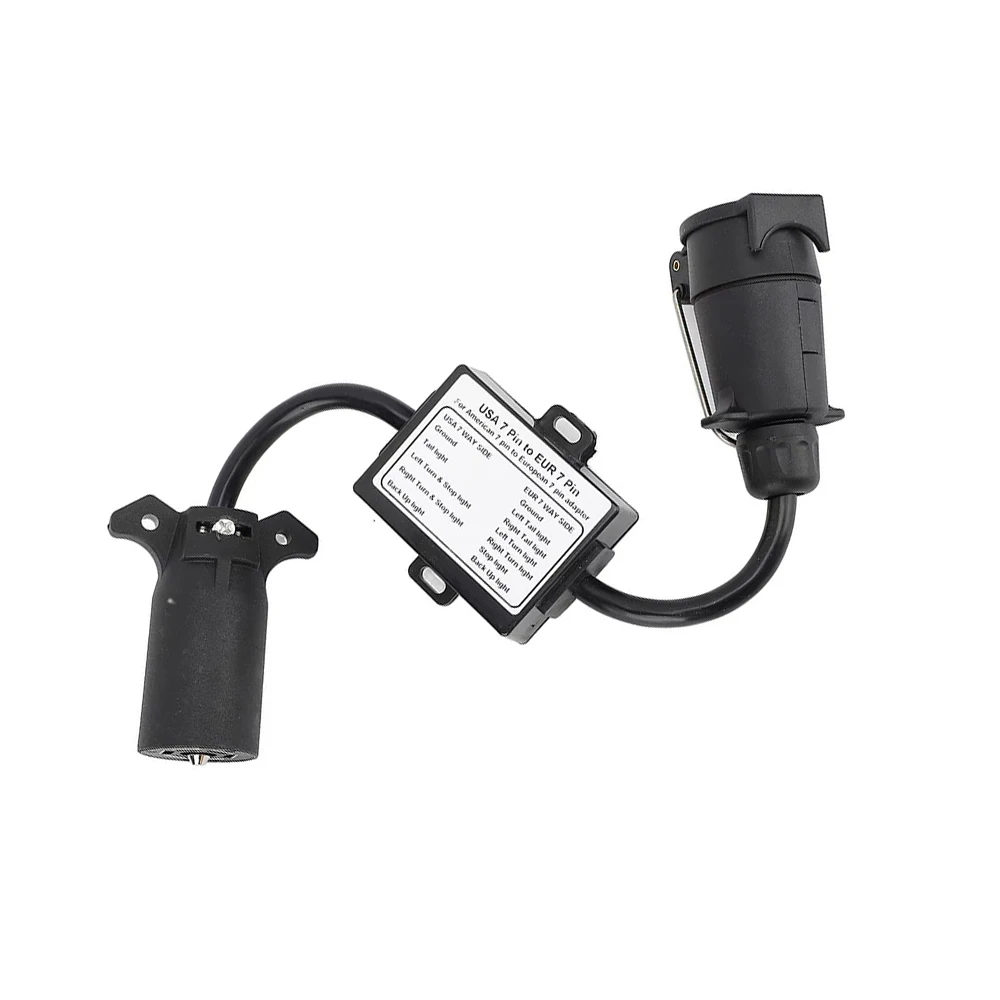1Pc Black Trailer Light Converter Accessories American 7-pin To European 7-pin Transfer Trailer Harness Connector Car Accessory