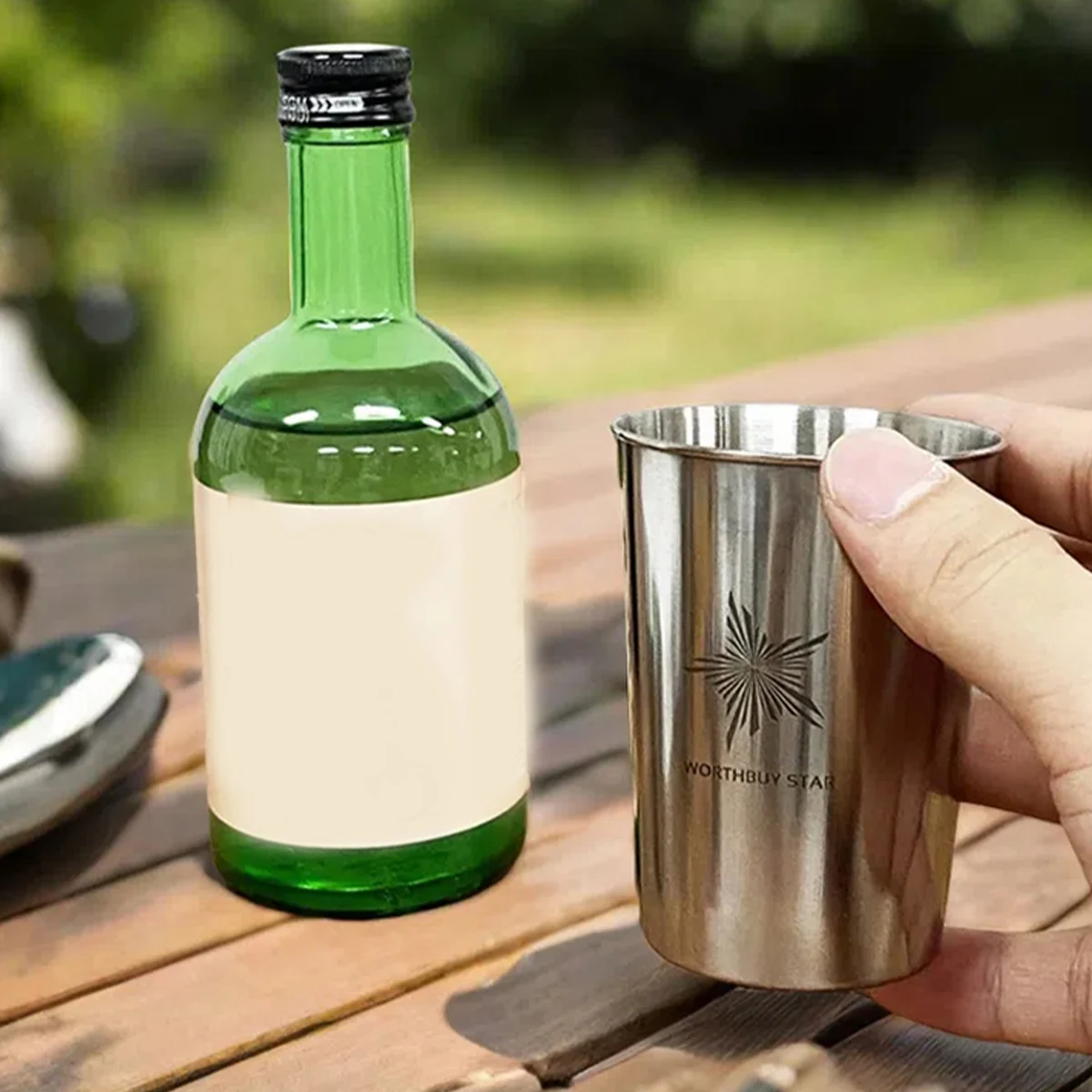 WORTHBUY Outdoor Praktische Reise Edelstahl Tassen Mit Tasche Tragbare Camping Tassen Whisky Wein Gläser Trinkwasser Becher – Detail 8