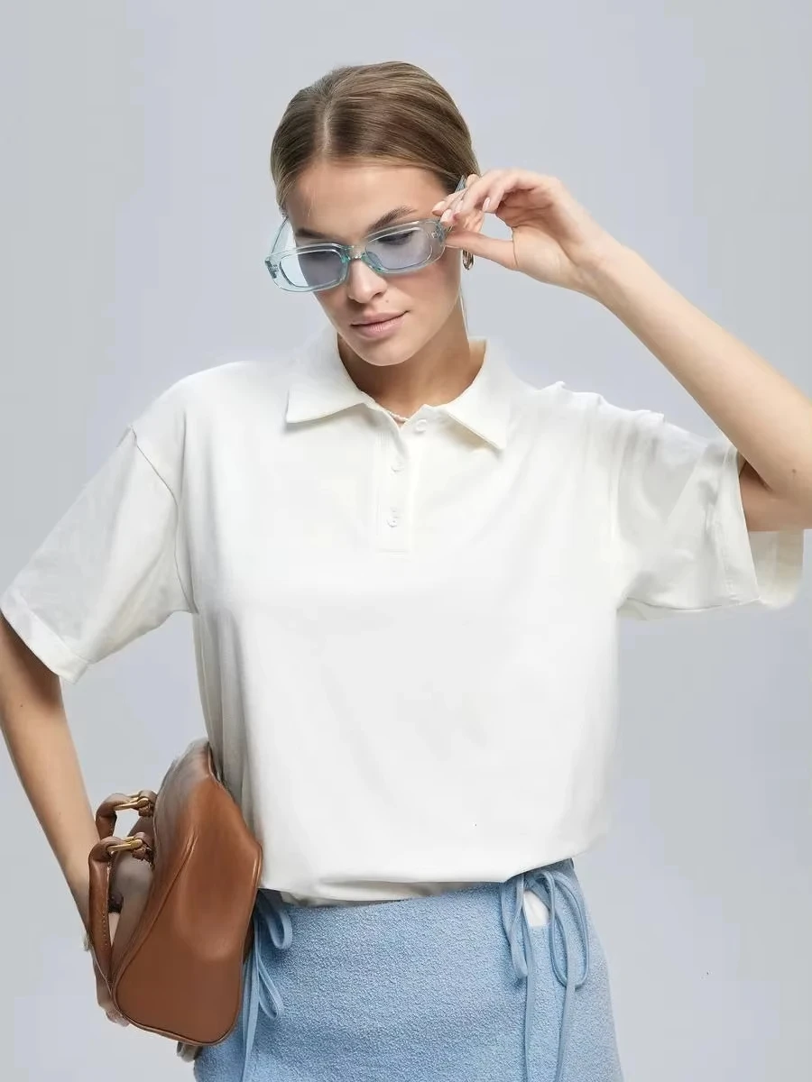 Summer Solid Color Polo Shirts Casual Style Women's Men Breathable Golf Shirts Tee Tops Unisex Streetwear Trendy Cotton