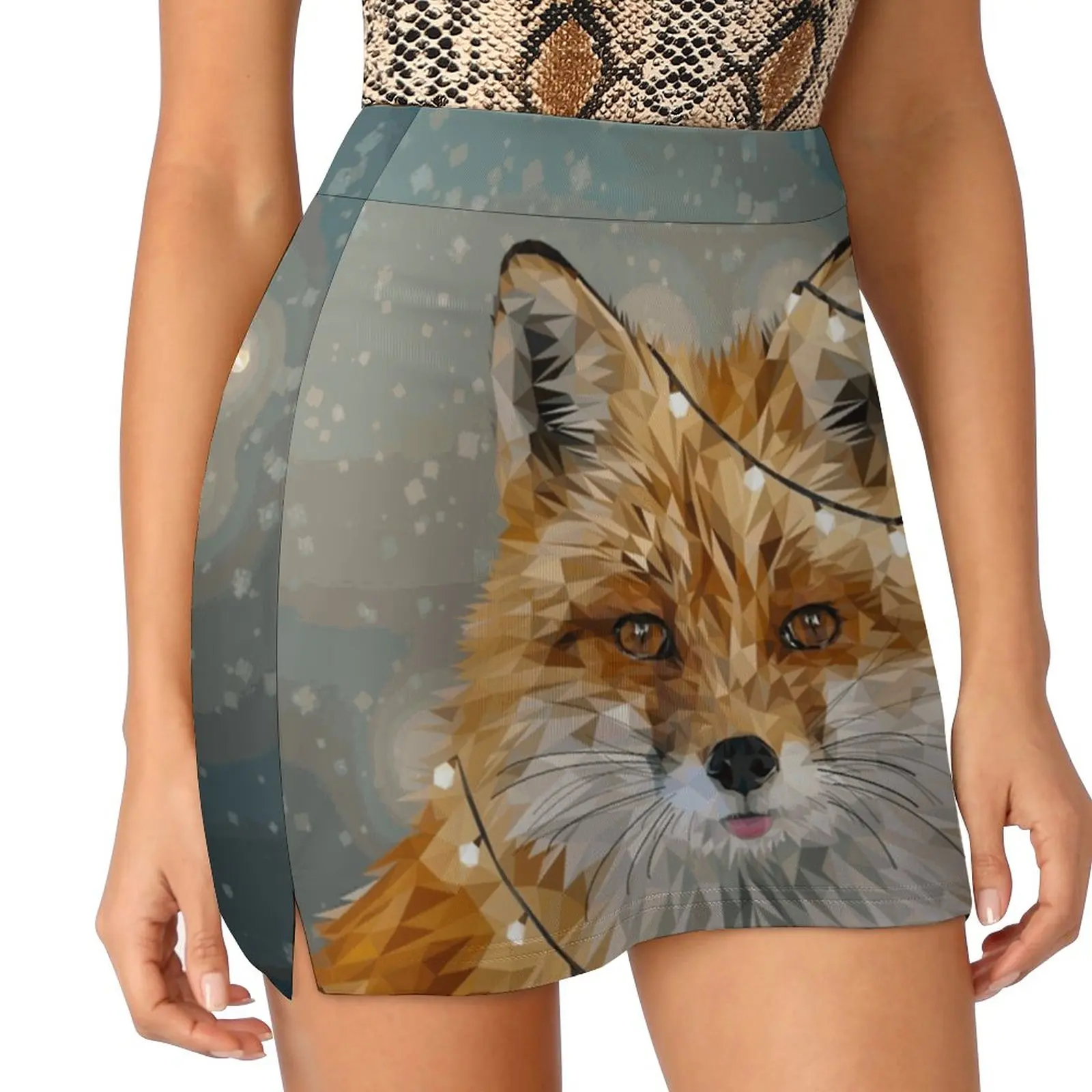 

Bright Fox Women's skirt With Hide Pocket Tennis Skirt Golf Skirts Badminton Skirts Running skirts Fox Fuchs Animal Animals