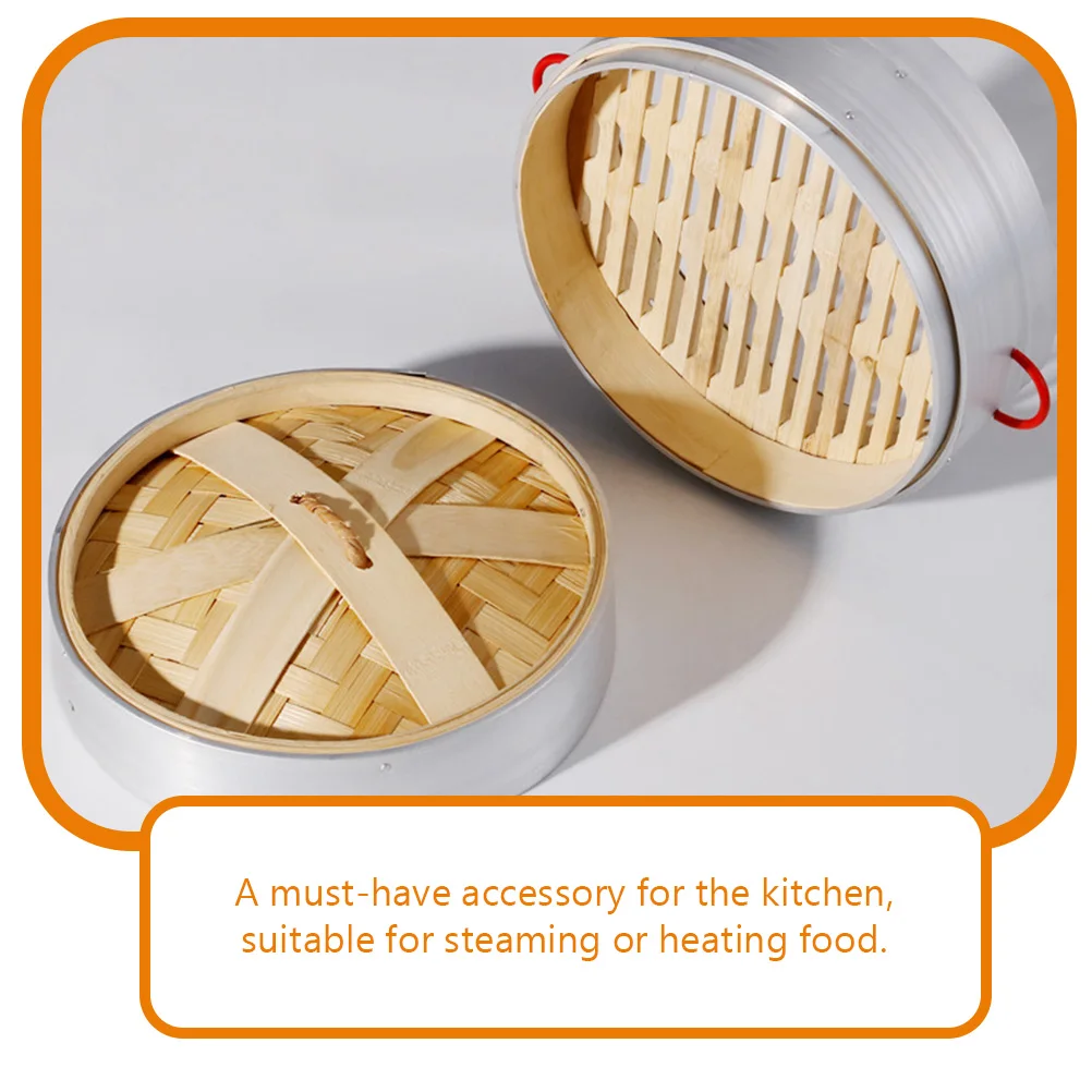 

Mini Bamboo Steamer 18cm Double Ear Aluminum Rimmed for Cooking Dumpling Bun Food Steaming Kitchen Tool Homemade Commercial Safe