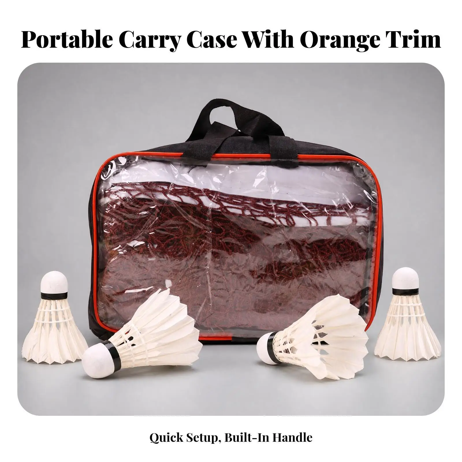 Portable Badminton Net with Carry Bag Polypropylene 6.1 Meter Court Net for Outdoor Practice and Casual Play