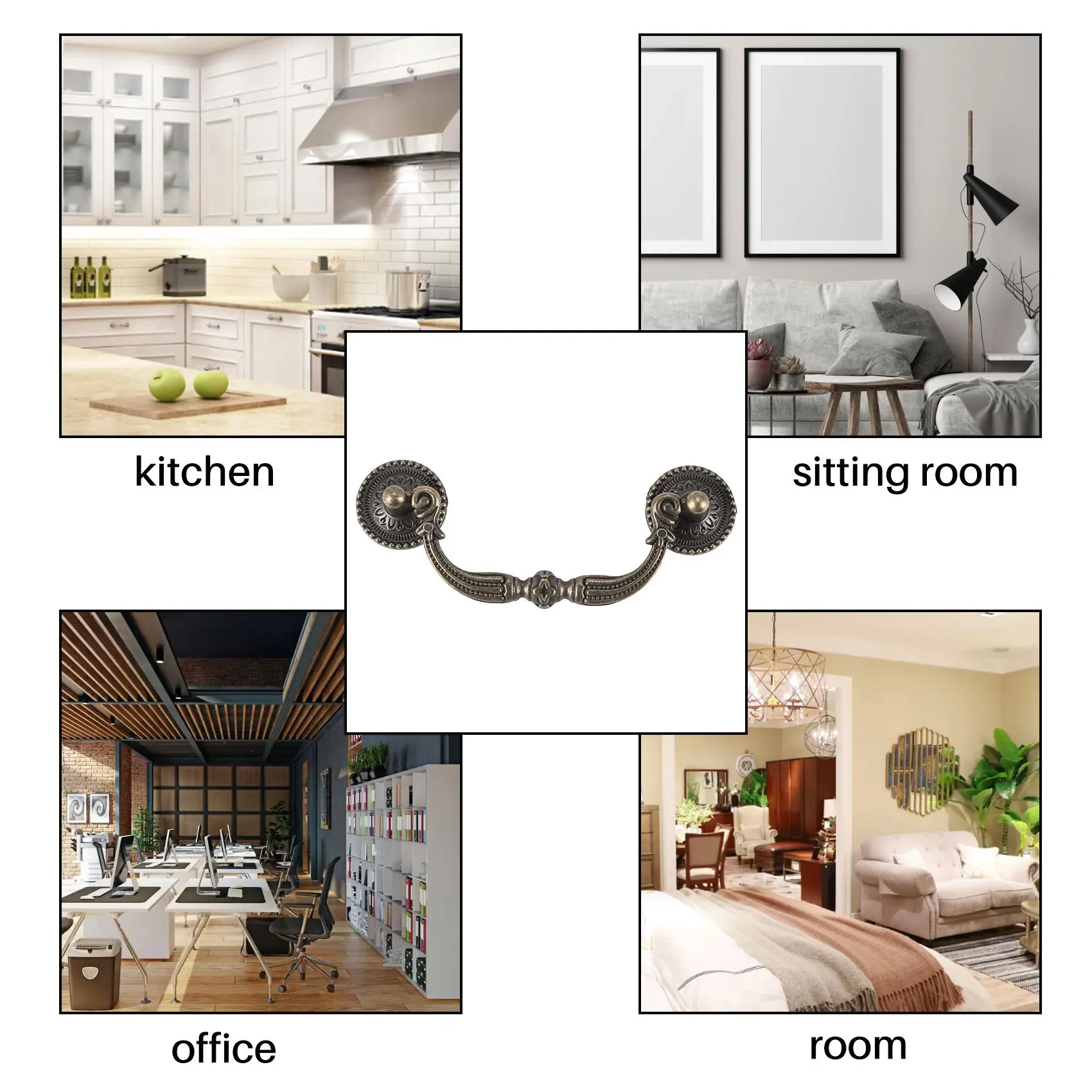 มือจับลิ้นชักประตูตู้ทองเหลืองโบราณ 100 มม