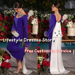 Shiny Rhinestone Customized Long Sleeves Elegant Luxury Evening Dresses 2024 Prom Dress Backless Long Train Wedding Party Gown