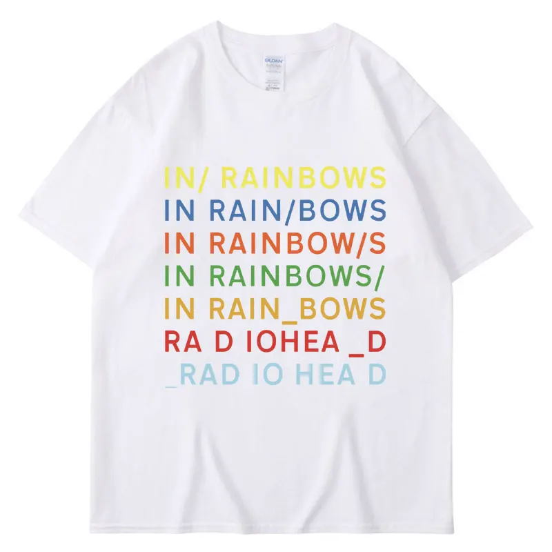 British Rock Band Radiohead T Shirt Music Album in Rainbows Men\'s Cotton Short Sleeve Hip Hop Gothic Loose T-shirts Streetwear