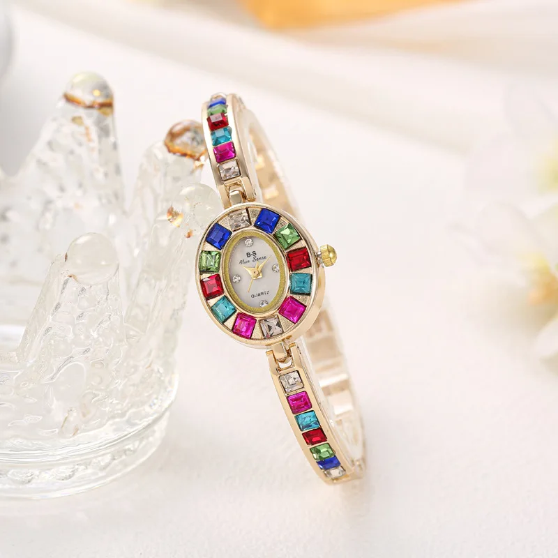 

2024 New Rainbow Rhinestone Watch Women Fashion Luxury Gift Quartz Wristwatch Ladies Bracelet Watches Dropshipping Reloj Mujer