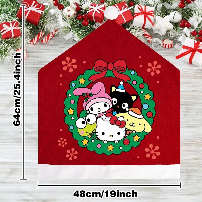 New Hello Kitty Christmas Chair Cover Anime Cute Printed Back Chair Hat Party Home Decorations Children's Cartoon Christmas Gift