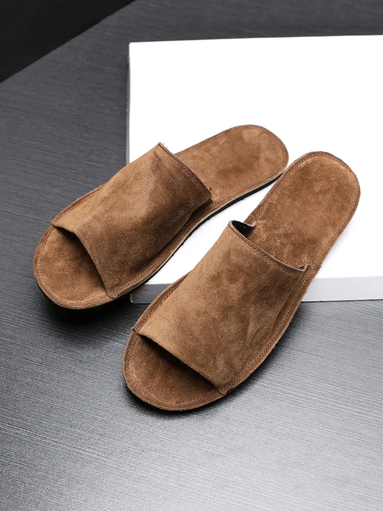 Careaymade-Genuine leather flip flops,fashionable casual youth trend breathable sandals,personalized outdoor men\'s slippers