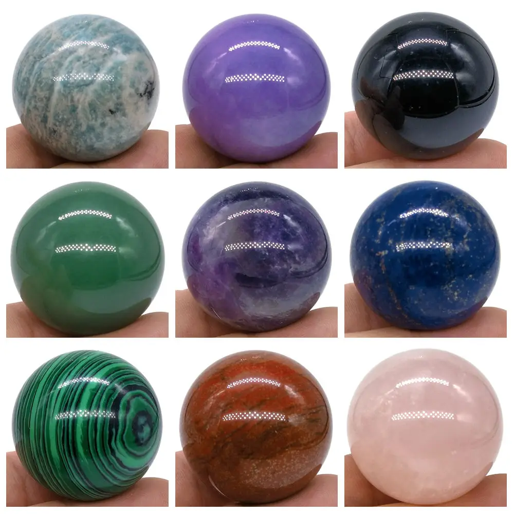 30mm Natural Crystal Ball Polished Globe Amethyst Lazuli Quartz Reiki feng shui Sphere Massaging Balls Collectibles Home Decor