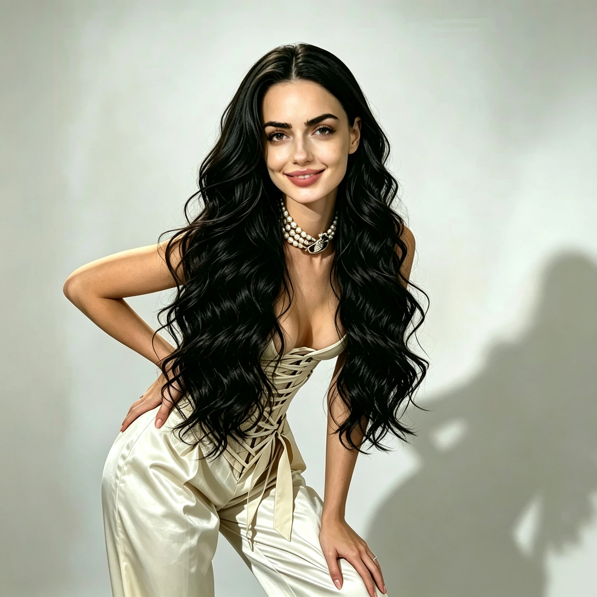 Women’s Black Long Water Wave Curly Wig Middle PartWigs for cosplay,Wigs for Halloween,Costumes wigs,Thanksgiving,Christmas