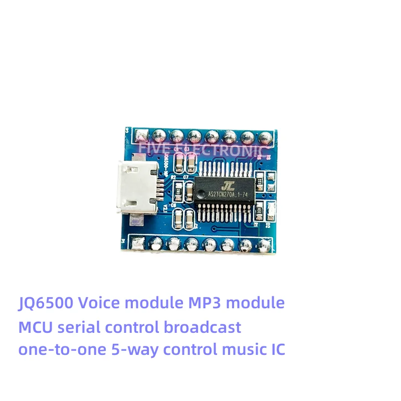 JQ6500 Voice  MP3 Module MCU Serial Port Control Broadcast One To One 5-Way Control Music IC