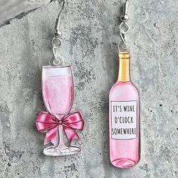 Fun Acrylic Earrings Cute Beer Bottles Red Wine Bottles Wedding Party Earrings Jewelry Wholesale