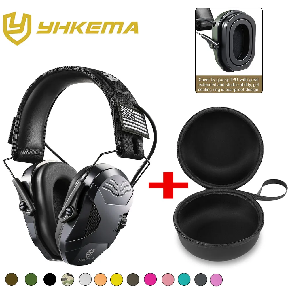YHKEMA Active Shooting Earmuffs  Noise Reduction 3X Sound Amplification Electronic Hearing Protection For Hunting WIth case
