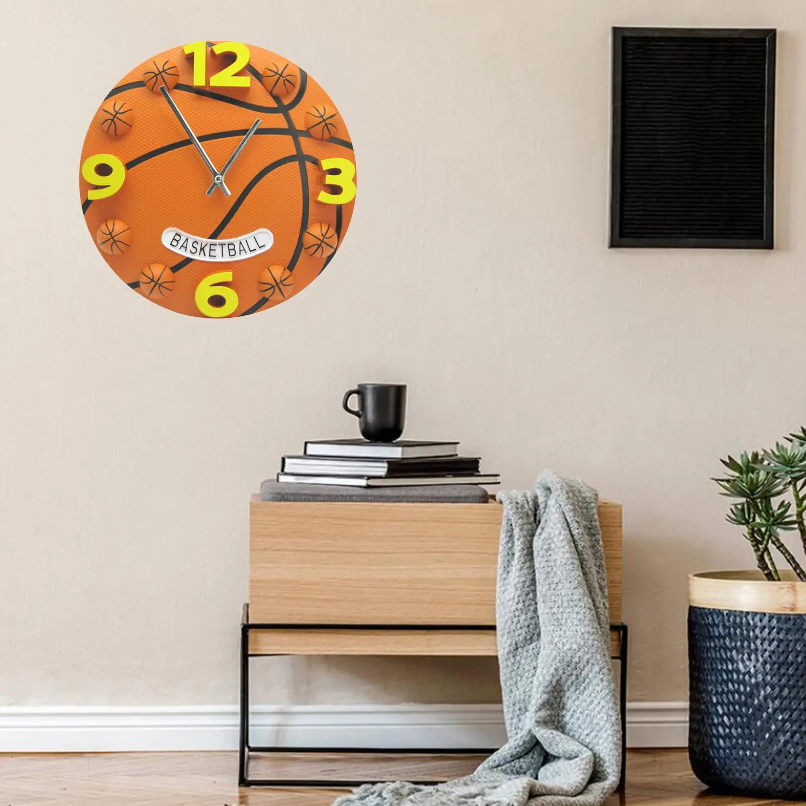 Borderless Basketball Frameless Wall Clock Three-Dimensional Decoration Gift