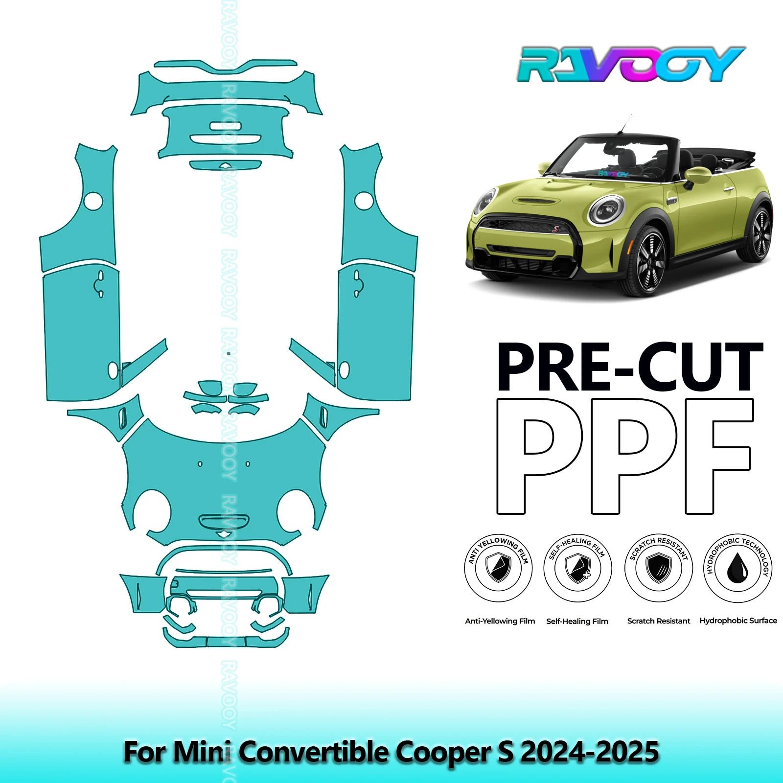 

8.5Mil Precut PPF Paint Protection Film Full Vehicle Clear Bra For Mini Convertible Cooper S 2024-2025
