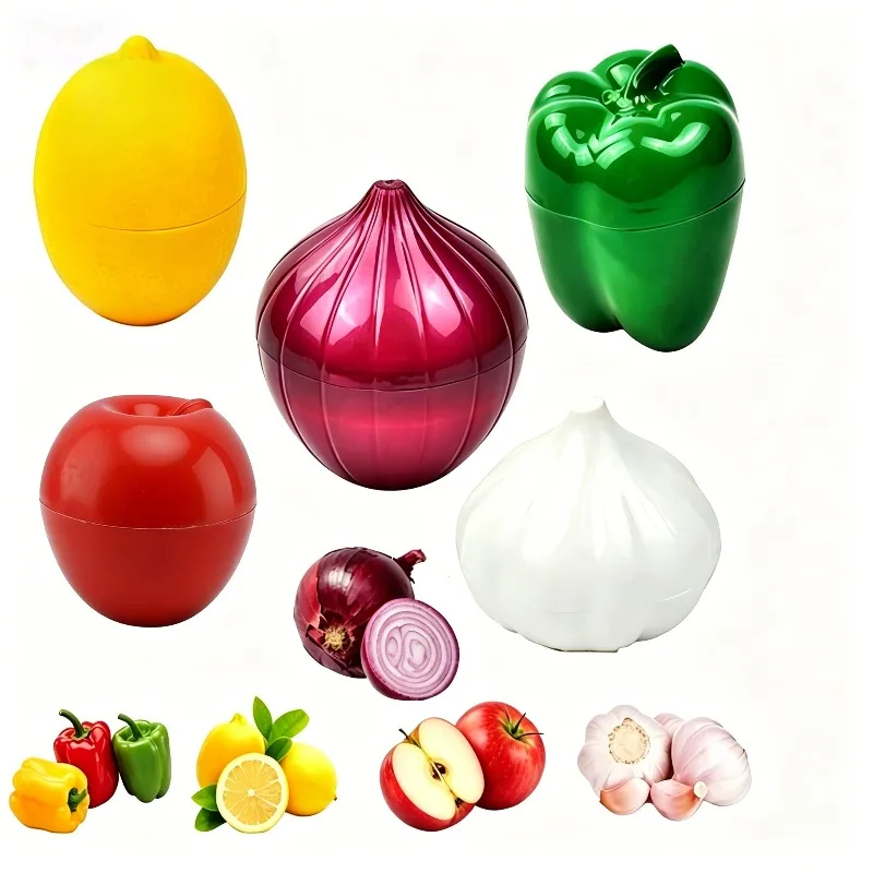 Caja de plástico para almacenamiento de alimentos, caja sellada para verduras y frutas, cebolla, ajo, manzana, limón, pimiento verde, herramienta de almacenamiento de alimentos frescos, 1 ud.