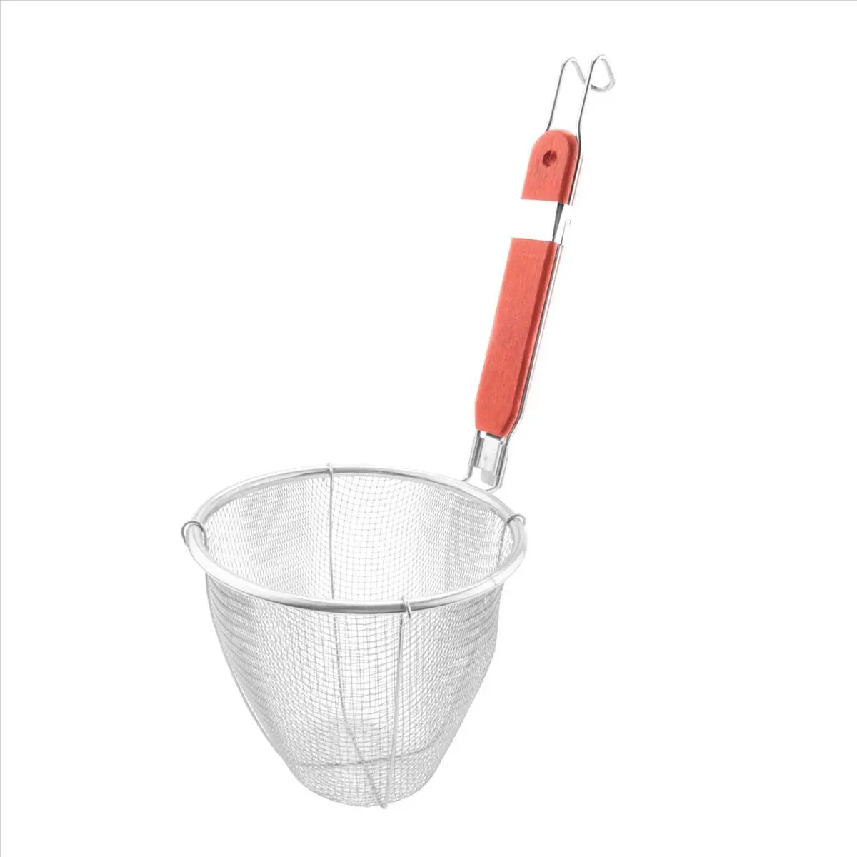 A75K Wooden Handle Stainless Steel Kitchen Ware Dumplings Noodles Mesh Strainer 5.3