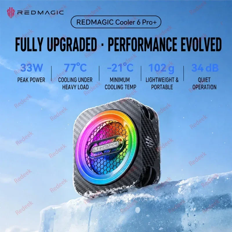 Nubia RedMagic Cooler 6 Pro+ Magnetic Phone Cooler -21℃ Cooling Fan 33W Mute Power AI RGB Radiator Tablet Phone Live Streaming