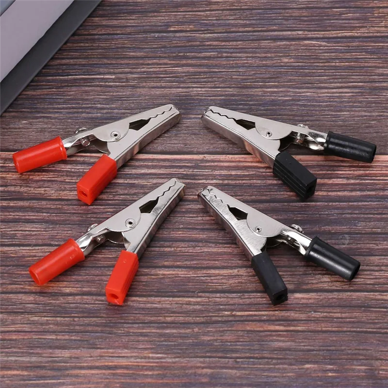 A64K 40 Pcs 50Mm Plastic Handle Test Probe Metal Alligator Clips