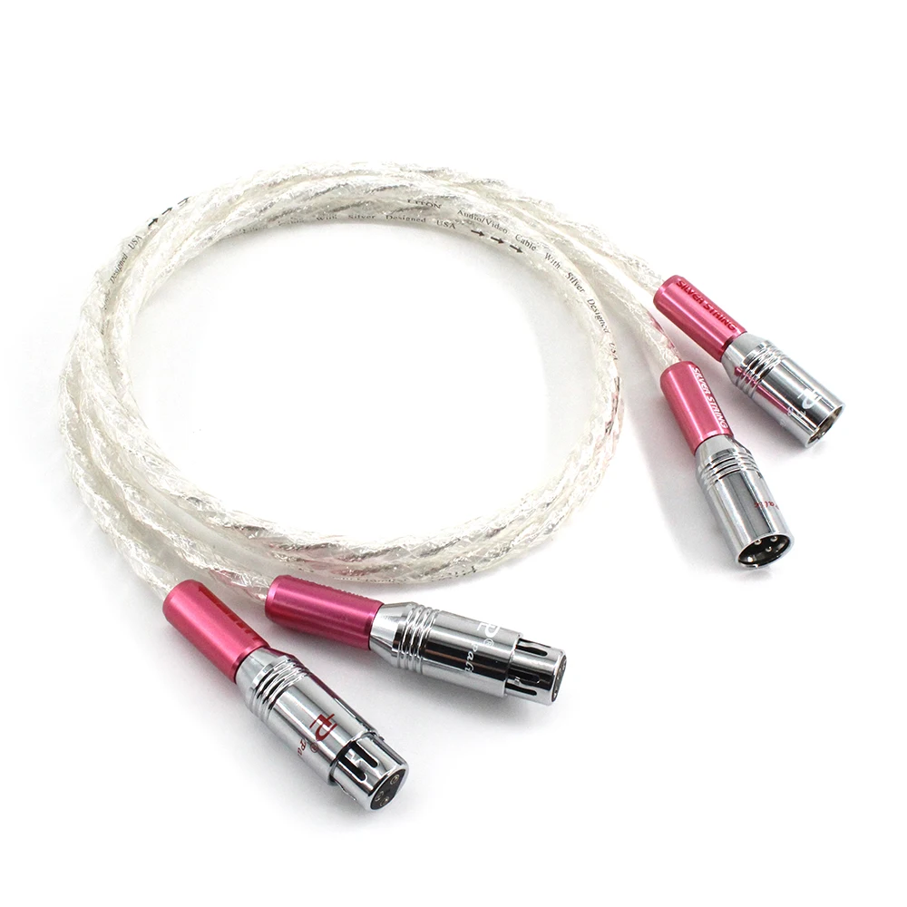 Pair 6N Silver Audio Video cable 1.5M XLR Cable Signature OFC Silver-Plated XLR Red Female Plug AES/EBU Digital Audio Cable