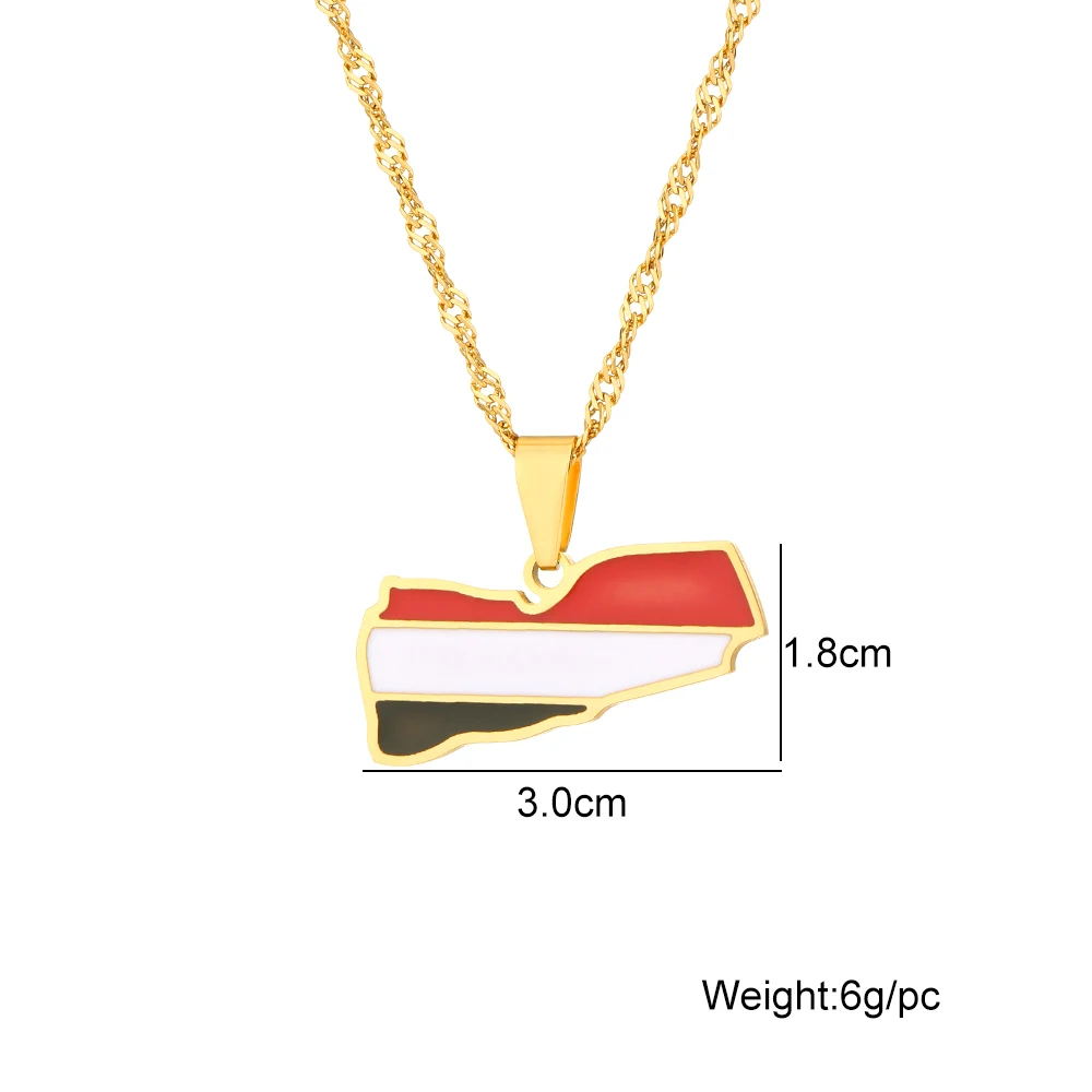 Fashion Republic of Yemen Map Flag Pendant Necklace Stainless Steel Men Women Maps Jewelry Gift