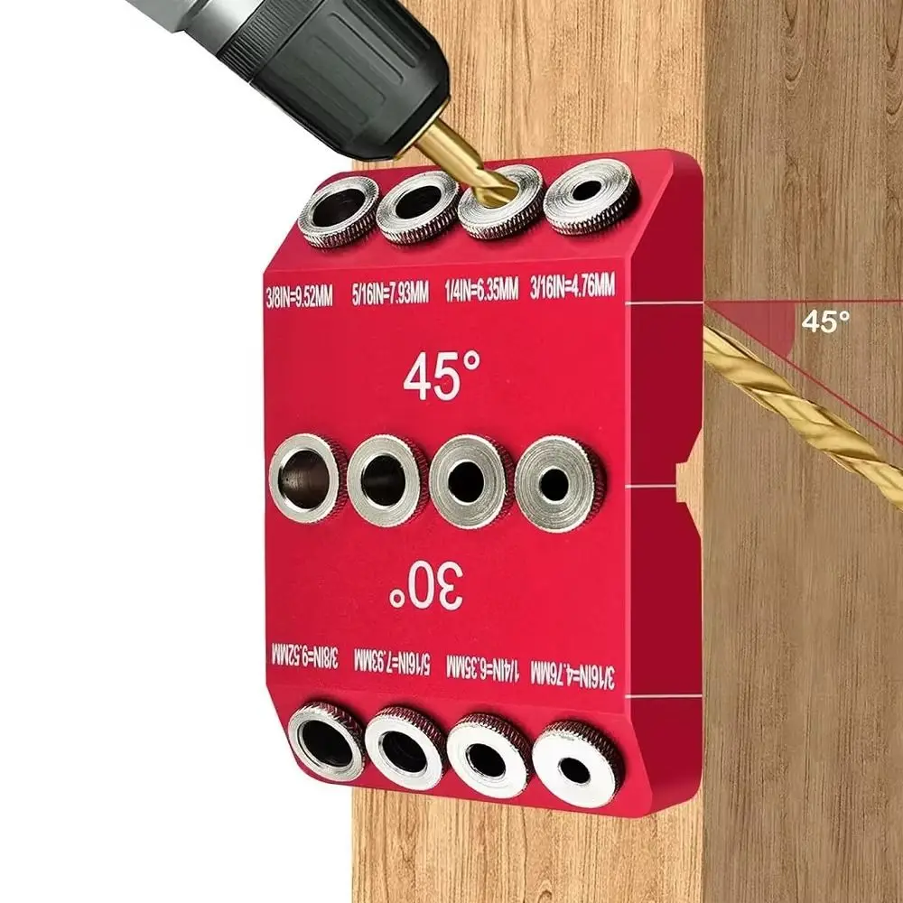 30 45 90 Degree Angle Drill Guide High Hardness Angle Angled/Straight Holes Drill Template Block Red V/N Shape Slot