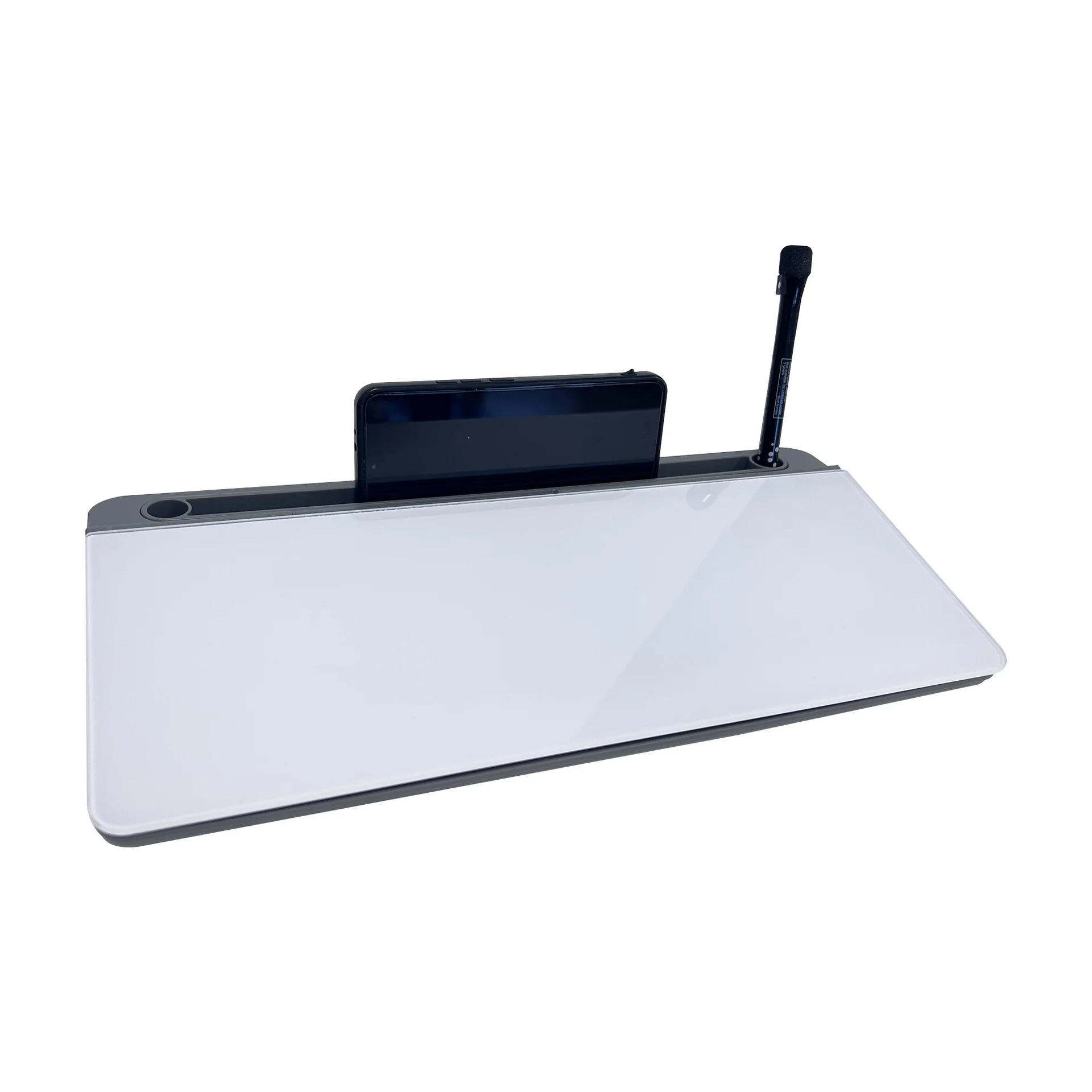 Mini Desktop Glass Whiteboard Dark Grey Surface Memo Board Office Desk Note‑Taking Doodle Small Blackboard for Desktop Organizin