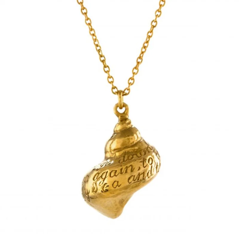 Ocean Elements Gold Color Adorned with Imitation Iridescent Blue Opal Can Be Opened and Closed Shell Necklace Women's Necklace