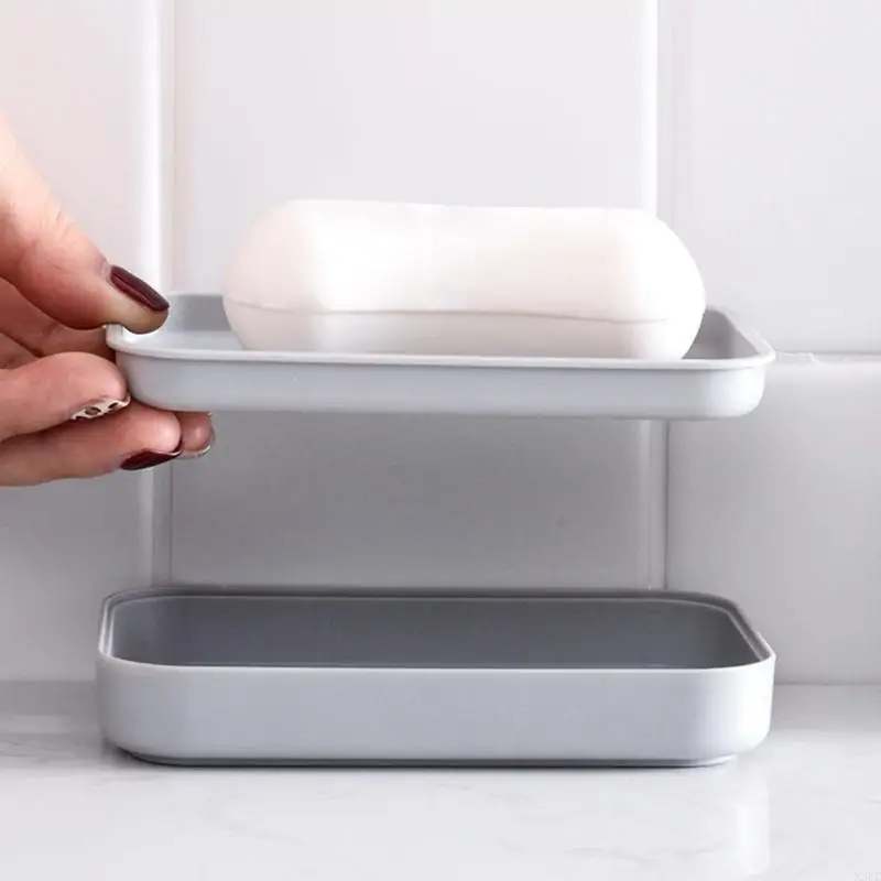 2PCS Soap Dish Plastic Soap Holder for Bathroom Shower Double Layer Draining Soap Dish Tray Easy to Clean Soap Case X3UC view 4
