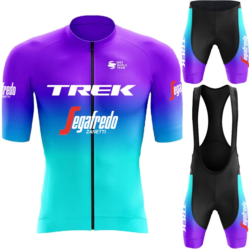 

TREK Men's Mtb Clothing Male Cycling Set 2024 Clothes Man Summer Teams Jacket Bike Shorts Complete Jersey Suit Laser Cut Team