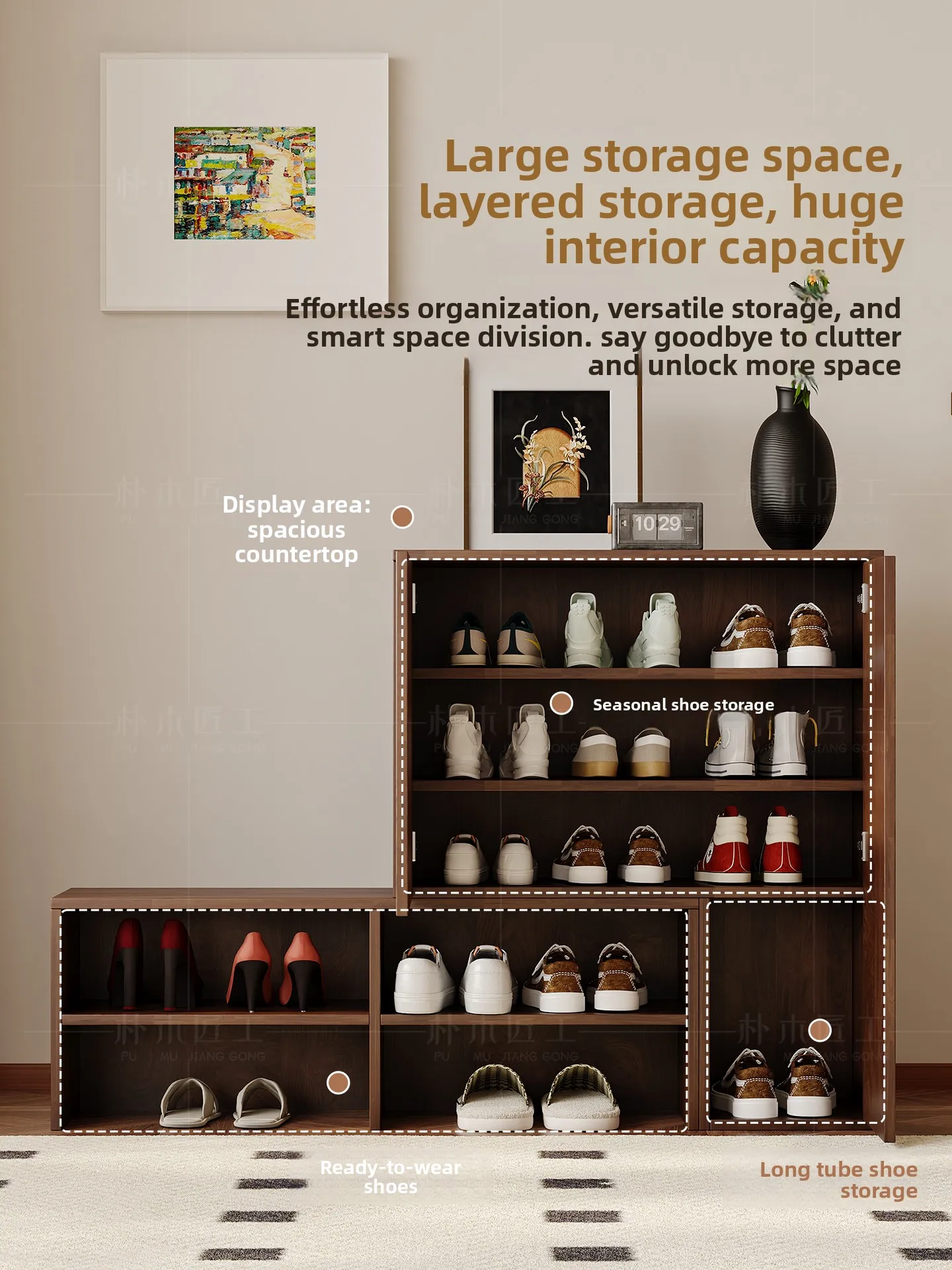 CX medieval corner, storage at  door of the home, integrated against the wall to enter the home, entrance cabinet
