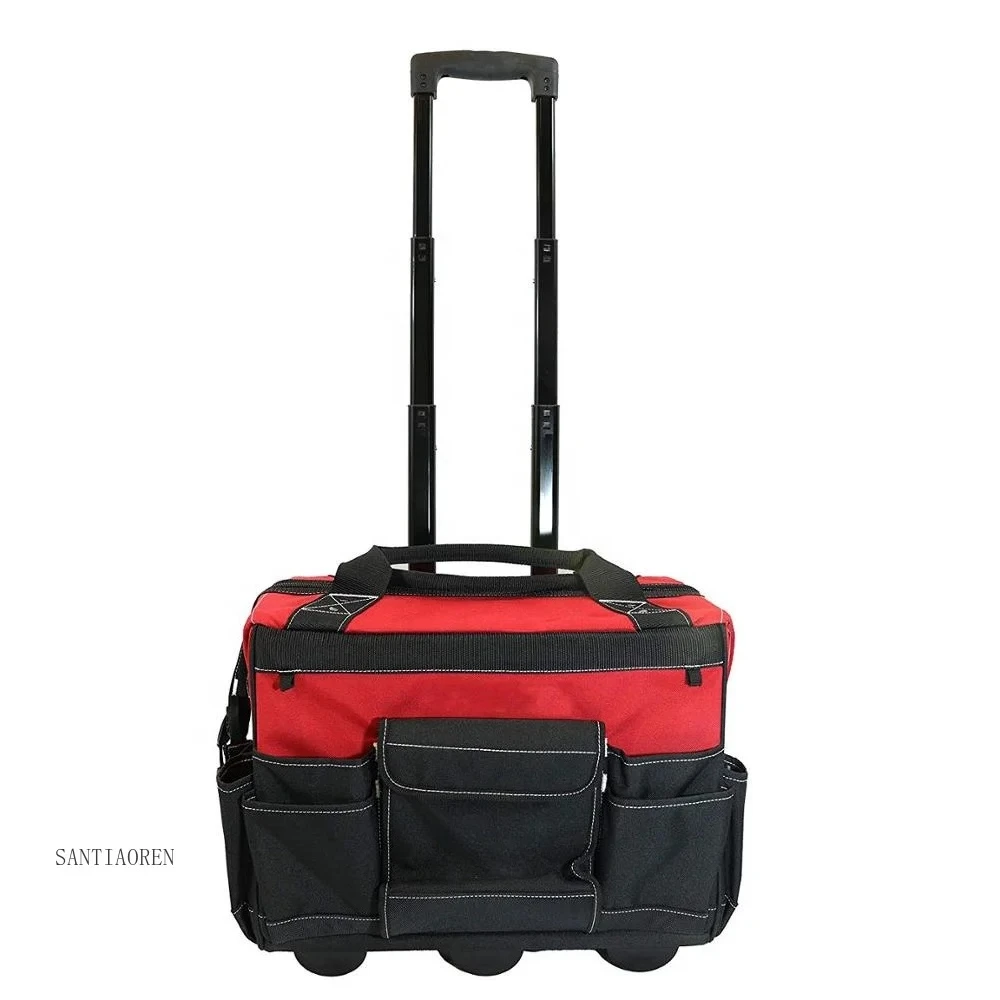 

2025New-Style Durable Custom Tote Tool Bags Organizer Trolley Wheels Big Capacity Polyester Rolling Storage Bag for Tools