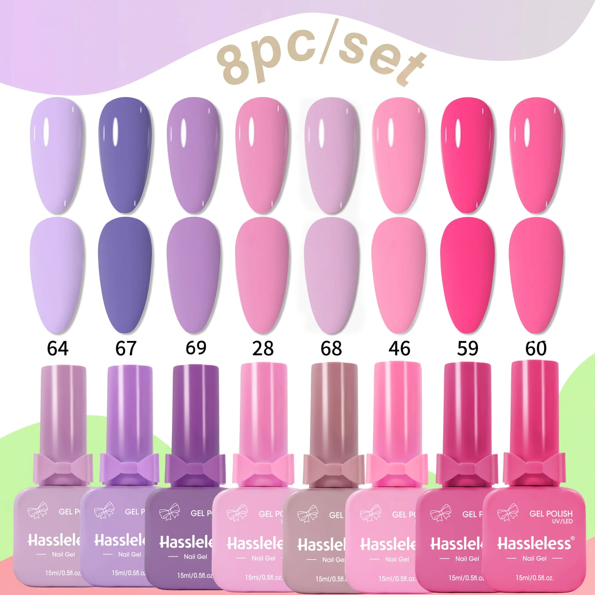 Hassleless 8-Piece Armor Gel Polish Set, Salon-Quality Mirror Finish, Long-Lasting Color, Suitable for Dating, Parties, Home, and Salon DIY Nail Art