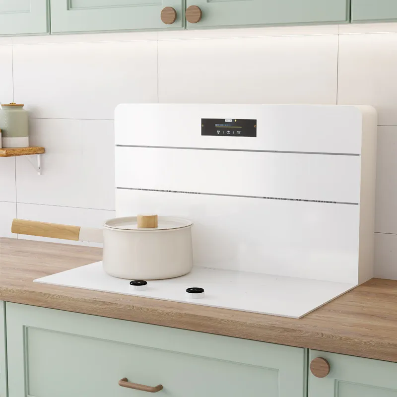 Apartment white double induction cooker pure electric integrated stove bottom range hood