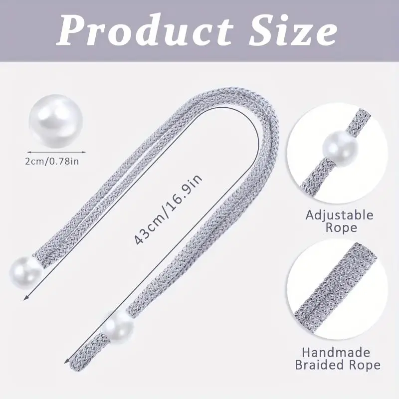 2PCS Small Pearl Curtain Clip Curtain Holders Tie Back Buckle Clips Hanging Ball Buckle Tie Back Curtain Decor Accessories