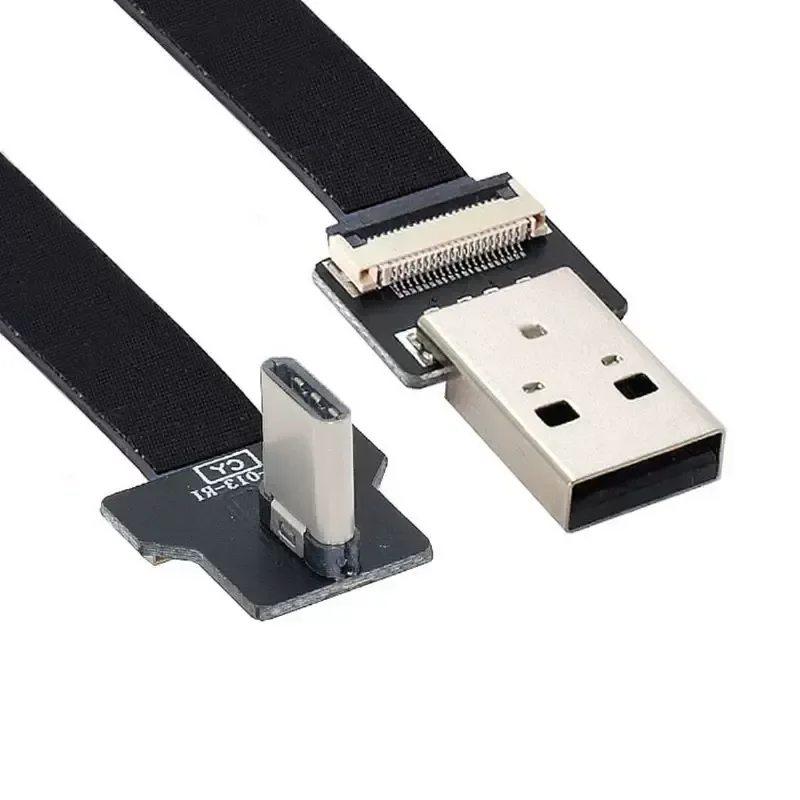 for iPhone 15 Right Angle Type C FPC Flat Cable USB 2.0 Male to USB C Soft Charging Data Cable Right Bend