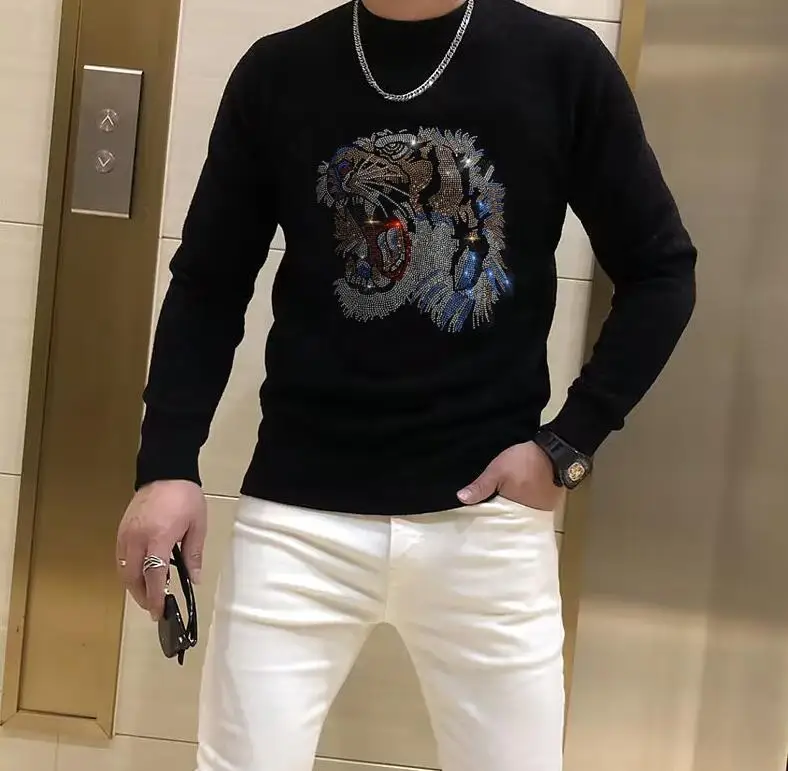 Designer Rhinestone sweaters Men long Sleeve drop shipping men's gifts  2024 man fashion