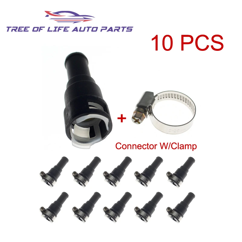 10PCS Heater Hose Pipe Connector W/Clamp For Ford E-550 E-350 E-450 E150 F-150 F-250 Bronco Lobo E69Z-18D434-B E69Z-18D435-B