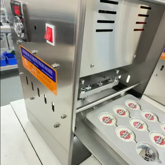 90/95/120mm Top Size Auto Boba Tea Coffee Plastic Paper Cup Custom Semi-automatic Sauce Honey Heat Sealing Machine With 9 Holes