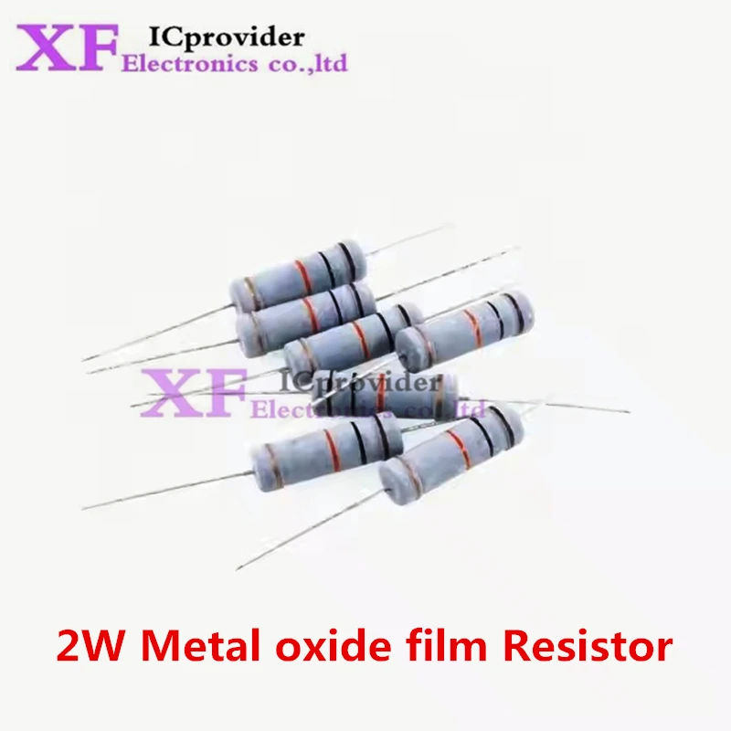 20pcs 2W Metal oxide film Resistor 5% 1R ~ 10M 100R 220R 330R 1K 2.2K 3.3K 4.7K 10K 22K 47K 100K 1M 100 220 330 ohm Carbon Film