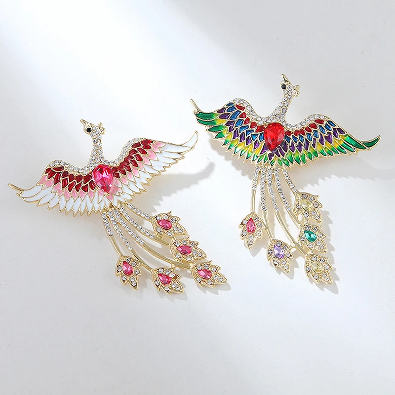 Fashion Rhinestone Flying Phoenix Brooches For Women Clothing Coat Jewelry Accessries Gifts