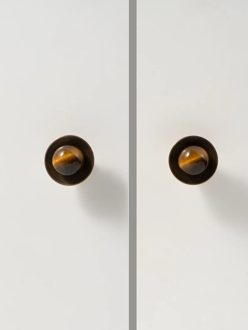 Tinyhob Vintage Antique Bronze Spotted Stone Kitchen Cabinet Furniture Handle with Base / Brass Cupboard Pull Shoe Cabinets