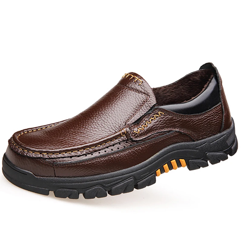 

New Winter Shoes Mens Genuine Leather Oxfords Soft Cowhide Mens Casual Shoes Flat Brand Male Footwear Black Brown DX203