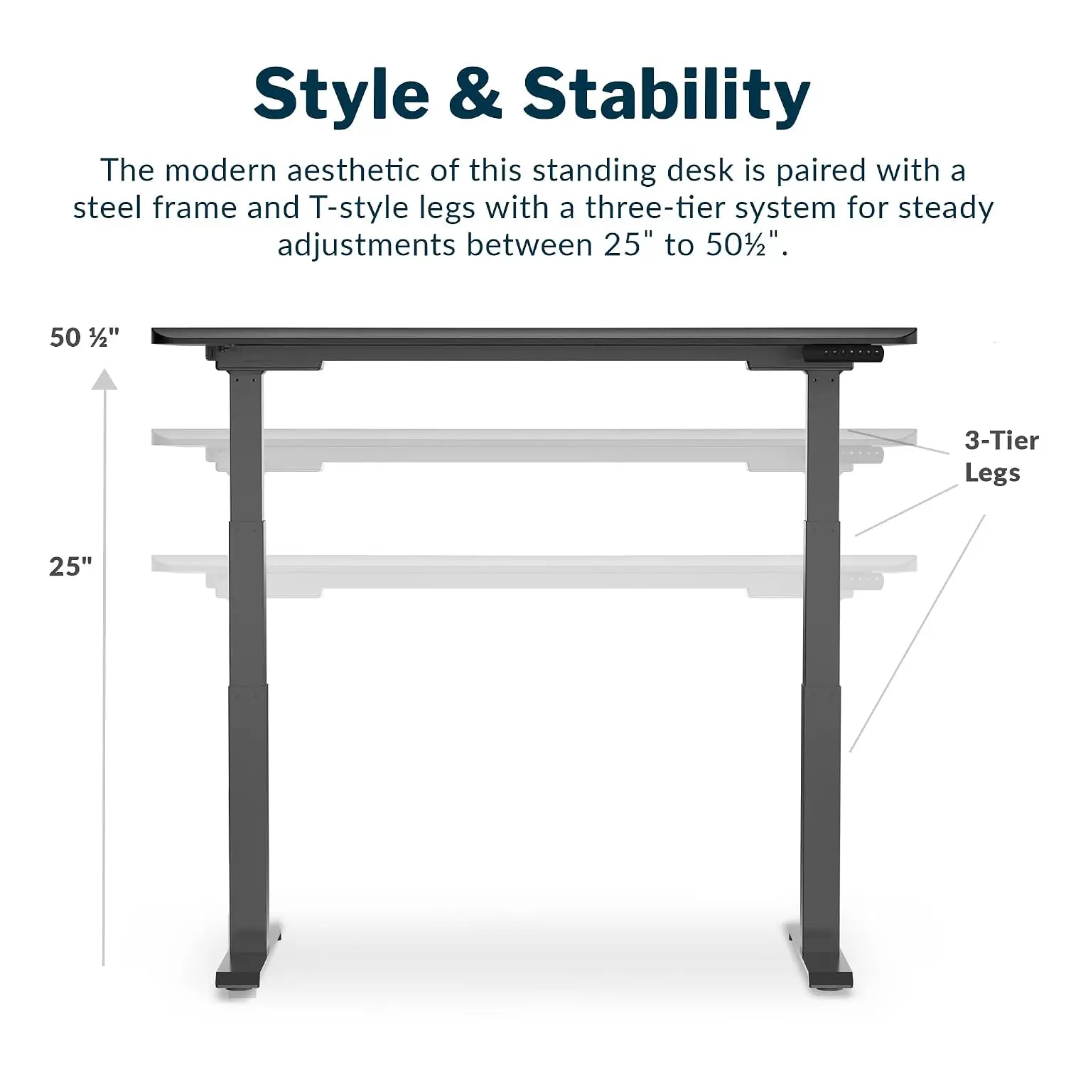 Electric Standing Desk Height Adjustable 54x26 Inch Black Slate Office Home Workstation, Customized