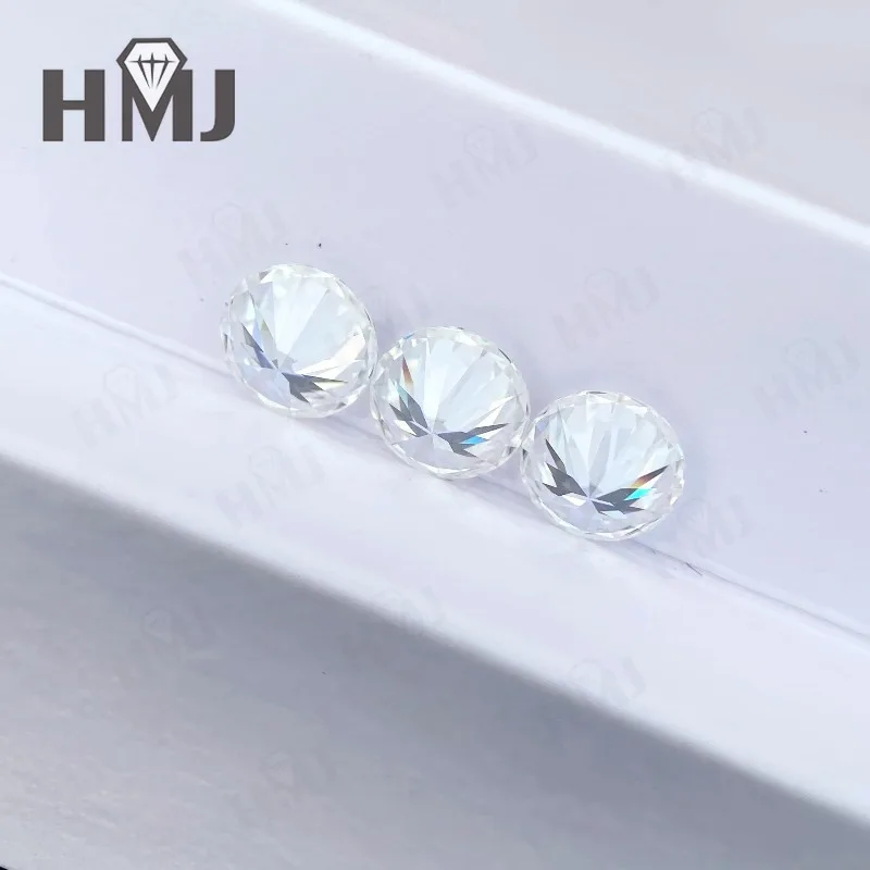 HMJ 0,1-13 Karat Moissanit-Stein, runde Form, Farbe D, Reinheit VVS1, Brillantschliff, Diamanttester-geprüft, mit GRA-Zertifikat, Perlen – Detail 27