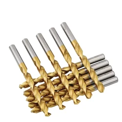 10PCS 0.5mm-5.0mm High Speed Steel Titanium Coated Straight Shank Twist Drill Bits For Metal (1mm/1.5mm/2mm/2.5mm/3mm/4mm/5mm)