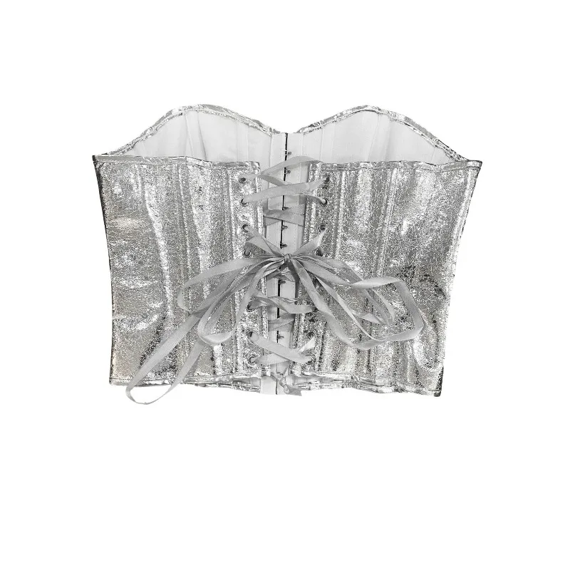 Silver Corsets for Women Steampunk Gothic Corset Bustier with Plus Size Vintage Style Corset Top Burlesque Lingerie ﻿ - view 5