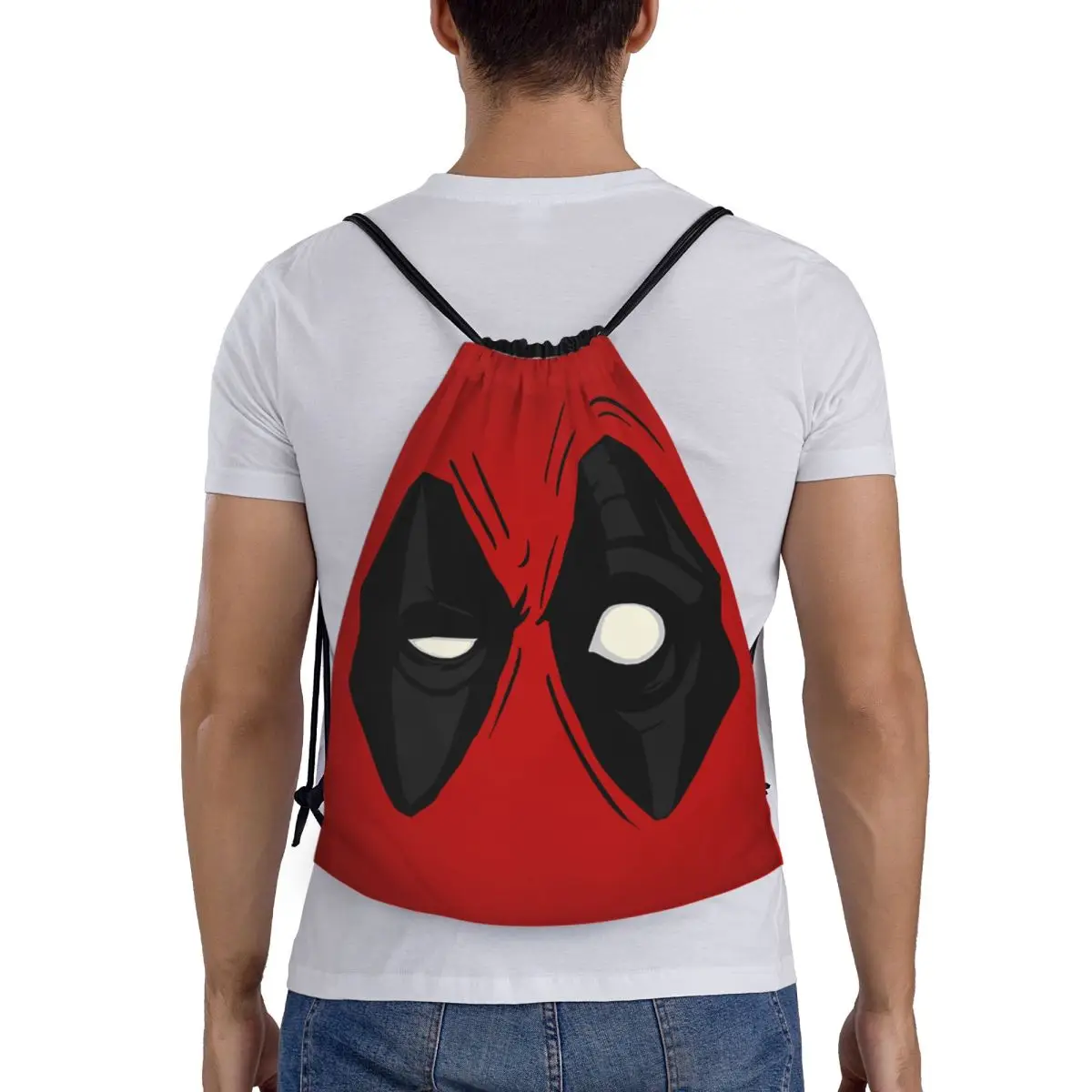 Deadpool Eyes Drawstring Backpack Gym Sports Sackpack String Bags for Working Out