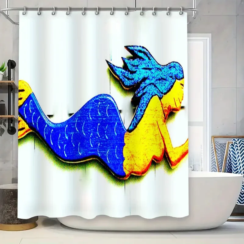 

Красочная занавеска для душа с рыбой и лотосом для декора ванной комнаты, водостойкая ткань с принтом, идеальный подарок для нее или него